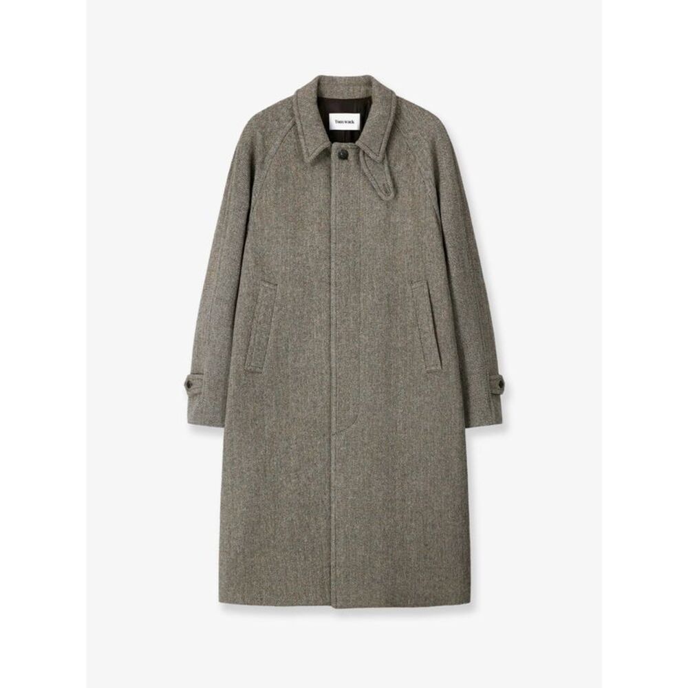 Tonywack Men Single-Breasted Wool Coat With A Herringbone Pattern